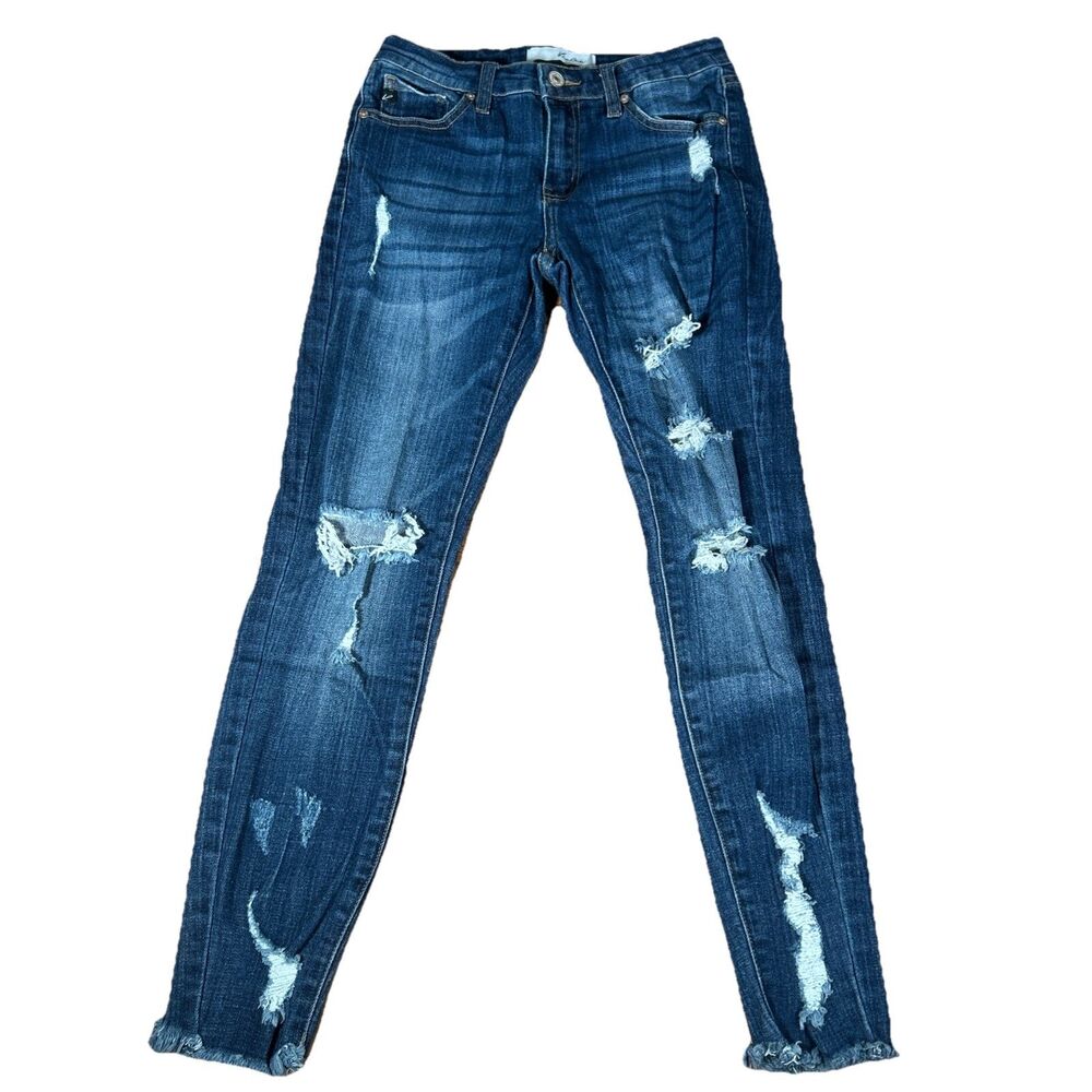 Kancan Penny Mid Rise Ankle Skinny Distressed Jeans Women’s 5/26 Raw Hem‎ 26x26 - Picture 2 of 6